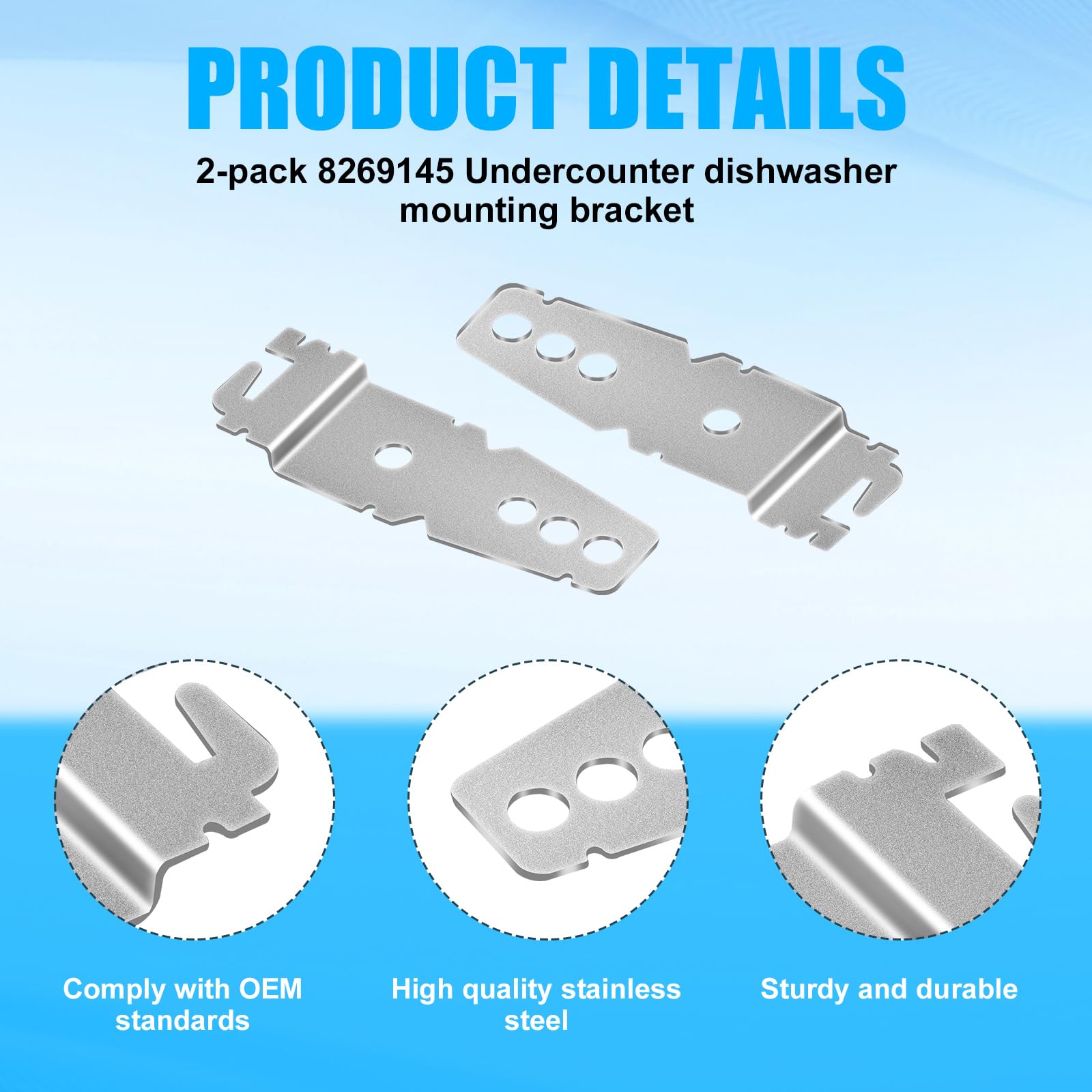 2pcs Dishwasher Mounting Bracket for, Under Counter Dishwasher Clips Universal 8269145 Dishwasher Bracket for Granite Countertop with Screws Compatible with GE Samsung
