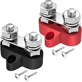 Joinfworld Bus Bar 12V 250A Power Distribution Block Dual 5/16"(M8) Studs 12 Volt Terminal Block Battery Busbar Junction Block for Auto Car Marine Boat - Positive&amp;Negative