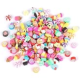 200PCS Colorful Candy Polymer Clay Beads 10mm Mixed Candy Ice Cream Spacer Beads Handmade Polymer Clay Beads Kit Bulk for Jewelry Making DIY Bracelet Necklace