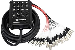 PRORECK 12-Channel Low Profile XLR Send Circuit Board Snake Cables, XLR Splitter Cable for Live, Recording, Stage, Studio, 25 Feet Long (PR-12 * 4 * 25)