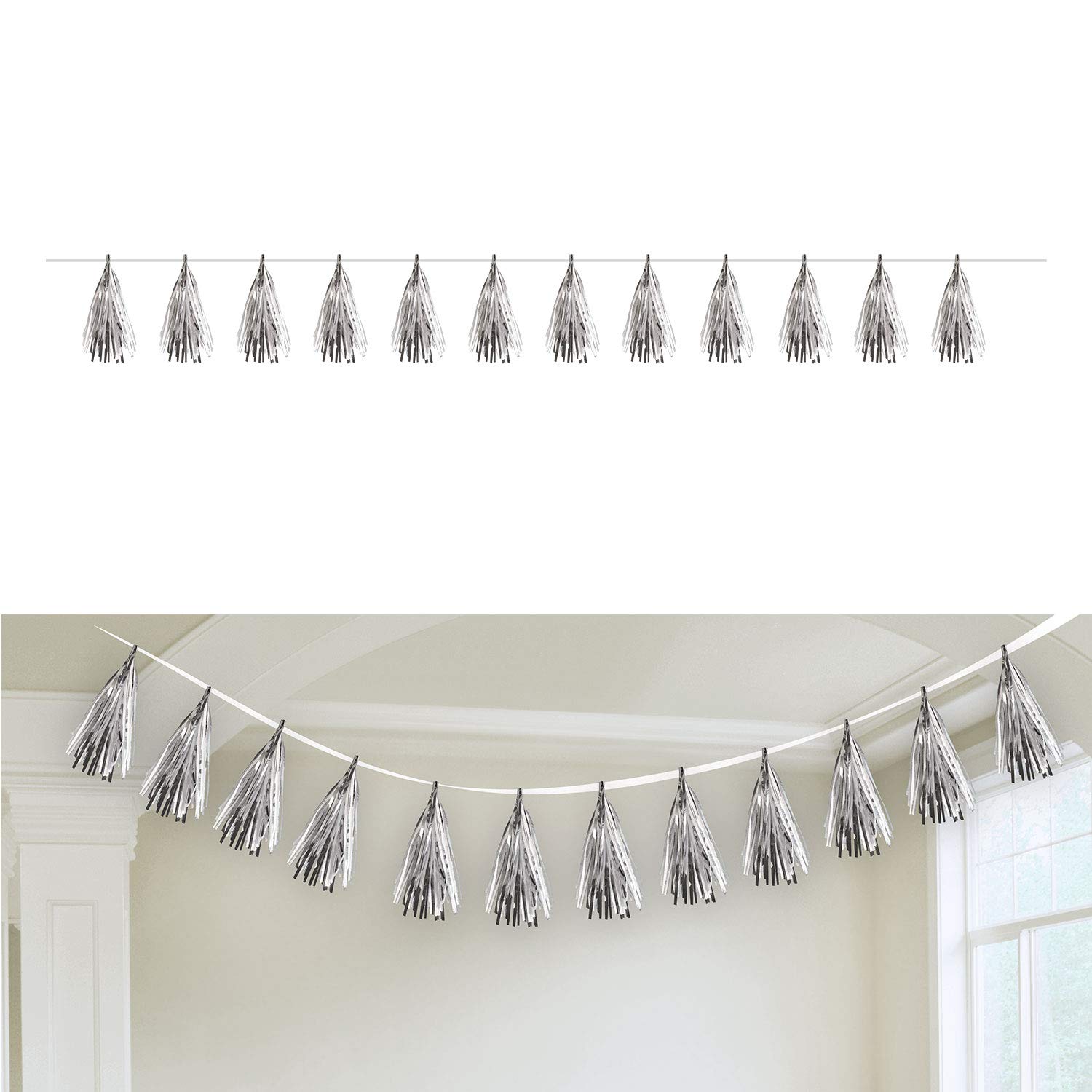 Amscan 9908635 Silver Tassel Garland