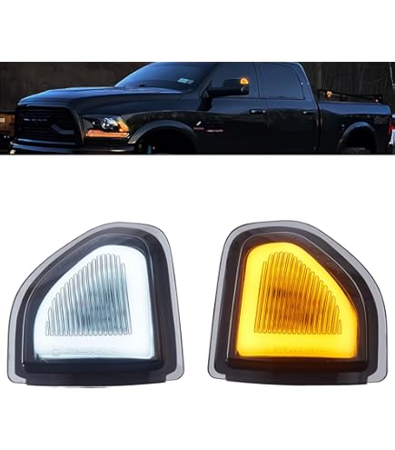 2Pcs Amber LED Mirror Turn Signal Lights For Dodge Ram 1500/2500/3500 2019-2023 - Smoked Lens