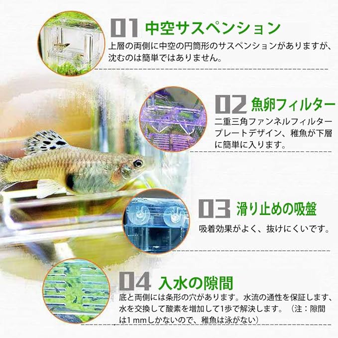 Amazon Angaou 多機能 魚 繁殖隔離ボックス 水槽 孵化 産卵箱 水族館アクセサリー 金魚 スモールサイズ Angaou 繁殖用タンク 通販