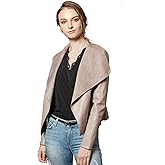 Escalier Women's Faux Leather Jackets Slim Open Front Lapel Blazer Jackets