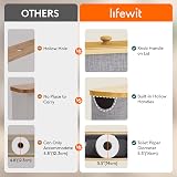 Lifewit Bamboo Toilet Roll Storage Basket Holder Stand 23L Grey view 5