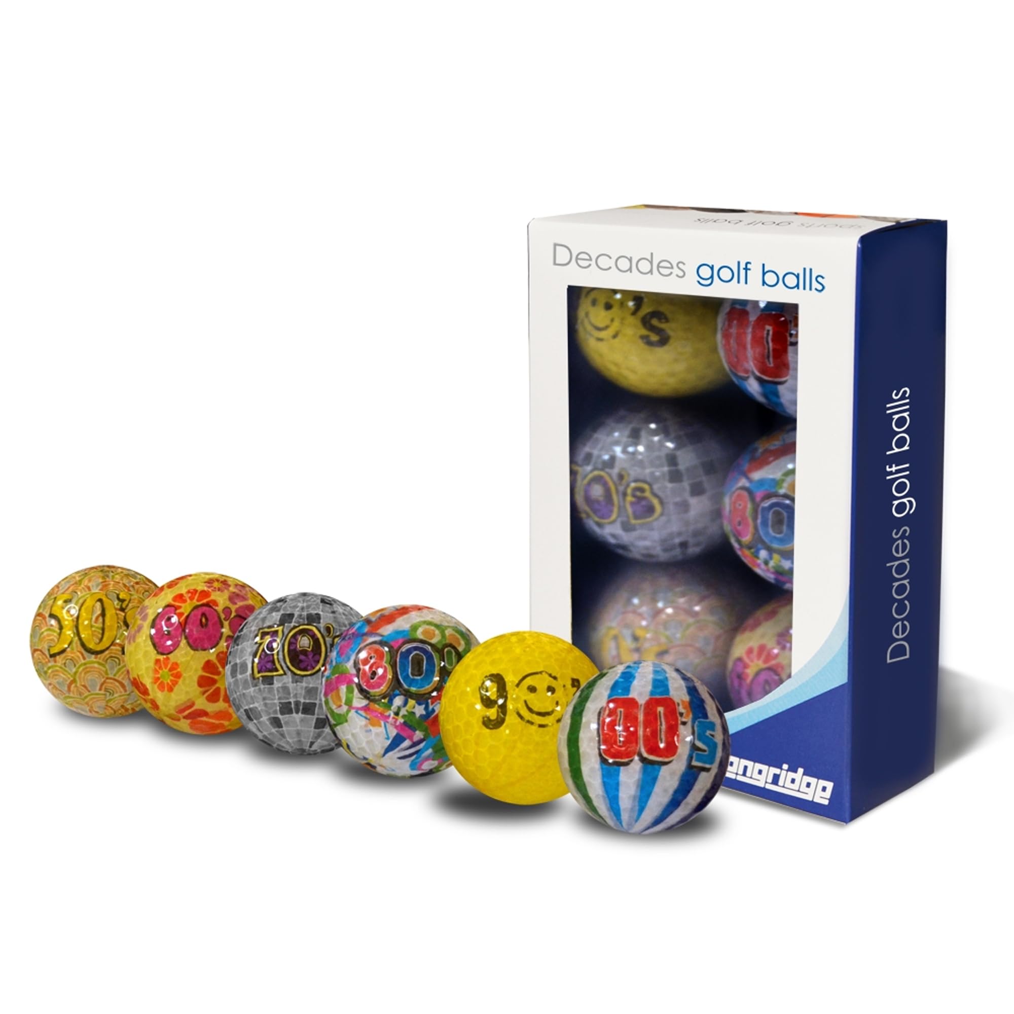 Longridge Decades Novelty Golf Balls (Pack of 6) - Mixed