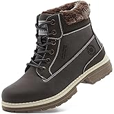 ANJOUFEMME Womens Hiking Snow Winter Boots - Waterproof Work Ankle Boots for Women Comfortable Warm Fur Boots for Backpacking Cycling