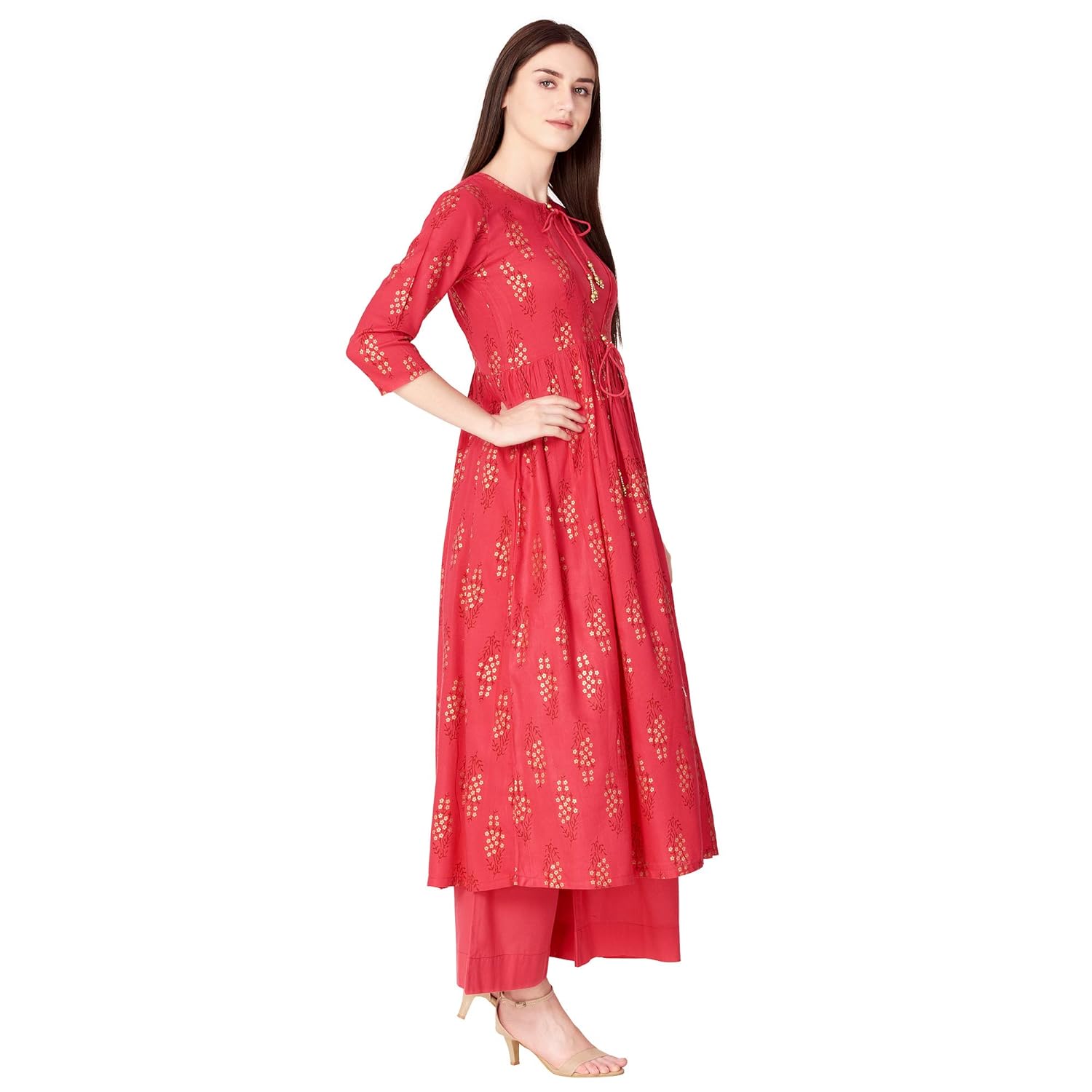 khushal k women's cotton printed kurta with palazzo set