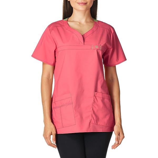 WonderWink Wonderflex Verity Maglia Donna Per Infermieri, Scollo A V, Tasche, Grigio, Taglie Forti
