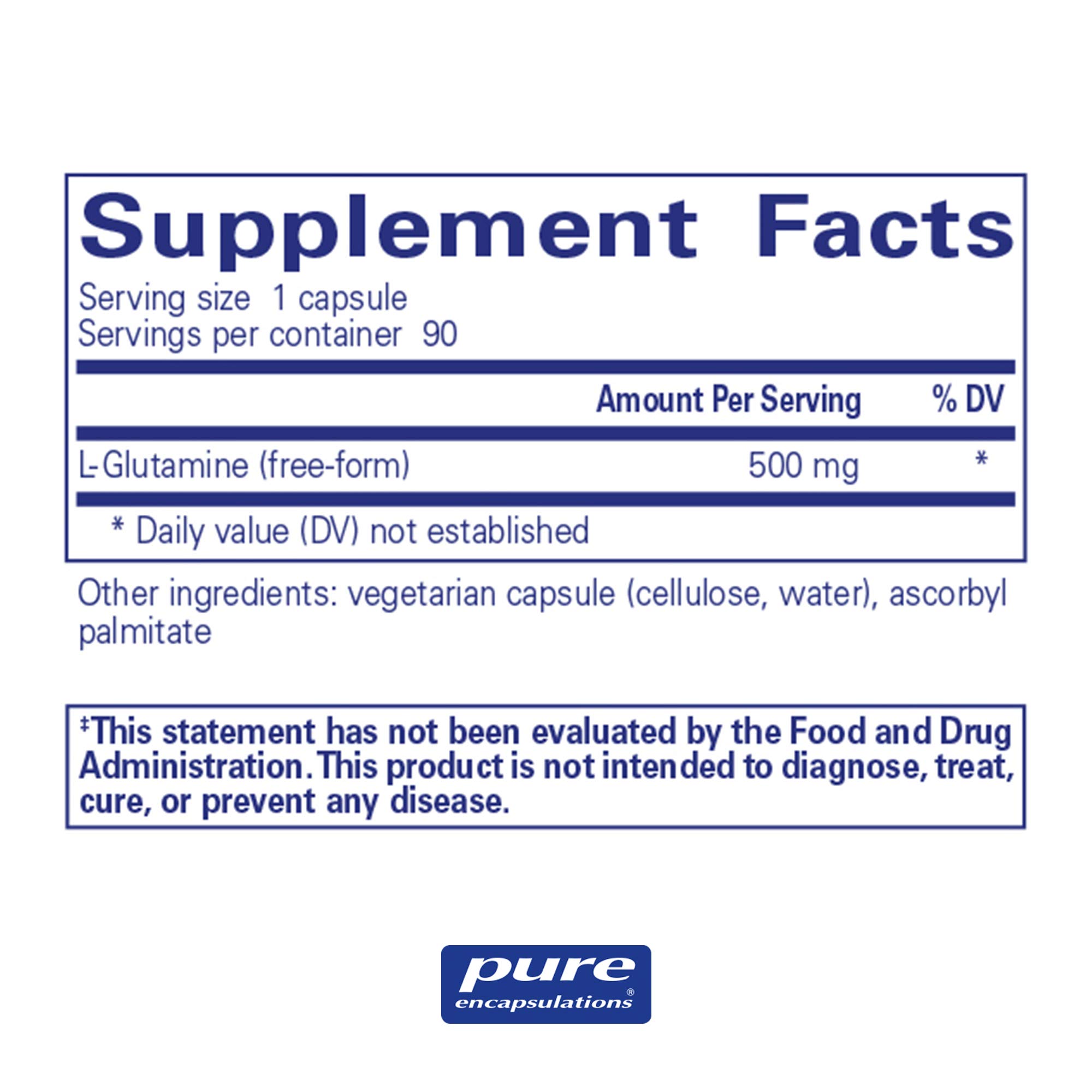 Pure Encapsulations LGlutamine 500 mg Supplement for Immune and
