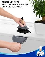 MR.SIGA Mini Dustpan and Brush Set Bamboo Handle Grey view 3