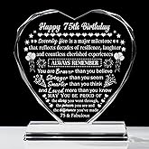 XULLPZQH 75th Birthday Gifts for Women, 75 Year Old Birthday Decorations Laser Glass Heart Gifts for Her, Meaningful Turining 75 Bday Gifts Idea for Women Men Friends Mom Dad Sister