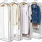 Clear Garment Bag For Hanging Clothes 60" Longth- 4 Pack 10" Gusseted Clear Suit Bags For Closet Storage, Plastic Clothes Sto