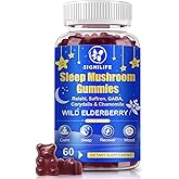 Sleep Mushroom Gummies with Reishi & Saffron -Natural Sleep Aid & Relaxation Supplement, Wild Elderberry Flavor, Non-GMO, No Sugar, 60 Count