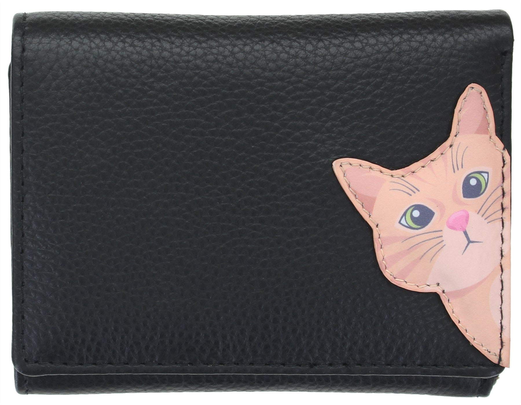 Mala Leather Cleo the Cat Collection Small Leather Purse RFID Blocking 3533_50 Black