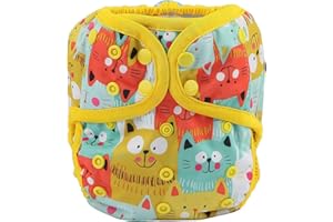HIBABY One Size Cloth Diaper Cover Snap with Double Gusset (Cat)