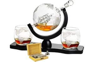 THE WINE SAVANT Gifts for Dad, Men Whiskey & Wine Decanter Globe World Set with Globe Glasses Anniversary Birthday House Warming for Liquor Scotch Bourbon Vodka, Gift for Him Husband, Gifts For Men Globe - 850ml