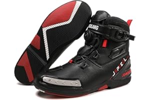 TEOKJ Motorcycle Shoes for Men and Women, Reinforced Street Riding Shoes with MOZ Closure System, Ankle Support, Anti-Slip Sole