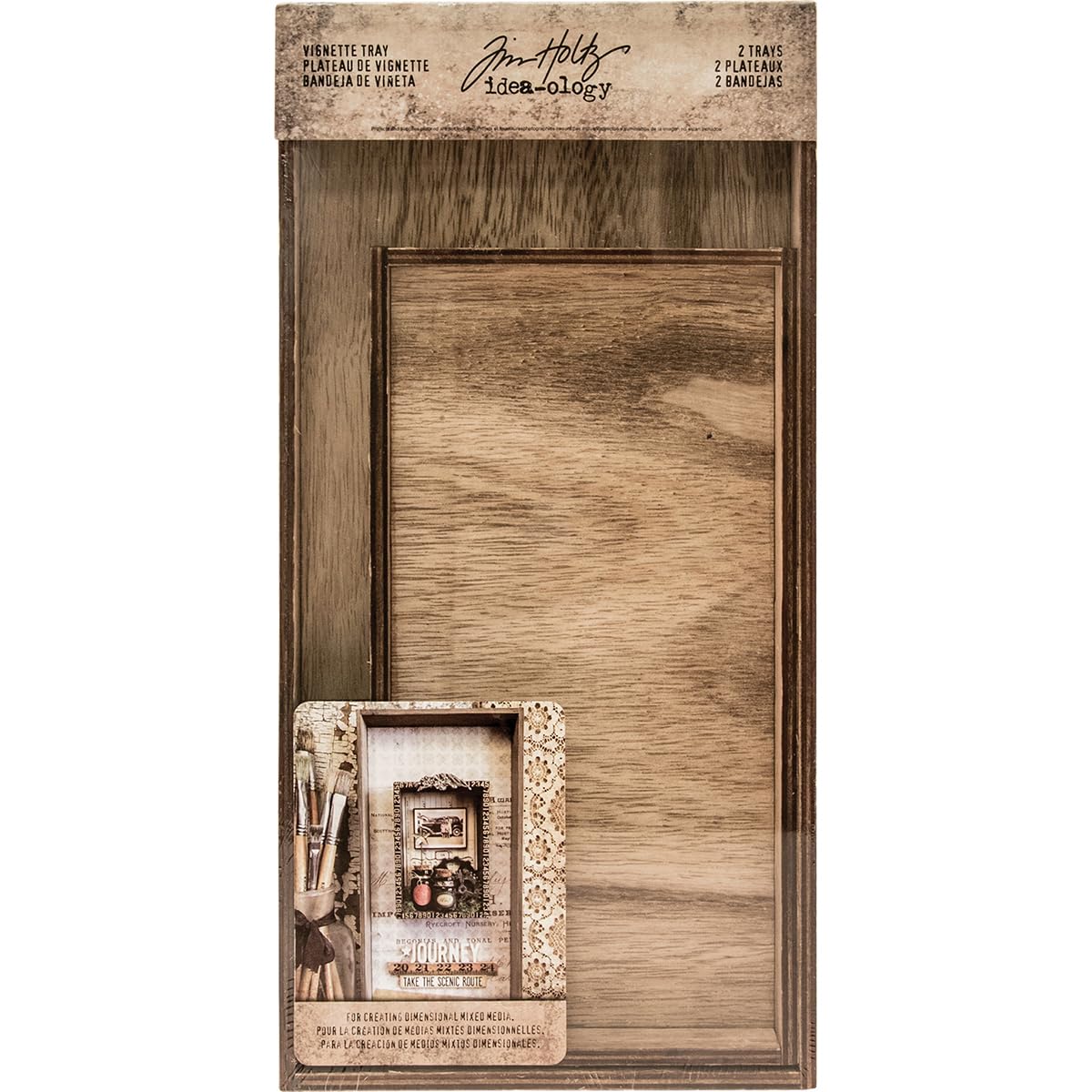Tim Holtz Vignette Tray, Wood, Brown, 30.5 x 15.3 x 3.1 cm