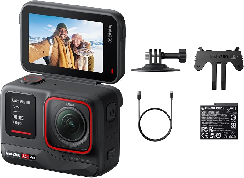 Insta360 ace pro: câmera de ação à prova d'água projetada com leica, sensor insignia de 1/1,3", imagem máxima de redução de ruído ai, 4k a 120fps, tela giratória de 2,4" e recursos de ia