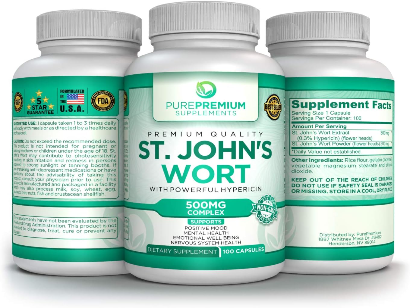 Premium St Johns Wort Capsules (Non-GMO & Gluten-Free): Health & Personal Care