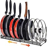 Expandable Pans and Pots Organizer Rack Pot Pan Lid Black Holder for Kitchen Cupboard Cabinet Storage Bakeware Saucepan with 