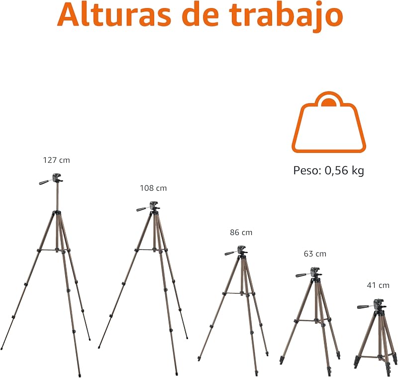 Trípode para Cámara de 127cm/50in, Ligero, con Bolsa, Altura Ajustable, para Cámaras Réflex Digitales, Color Champán