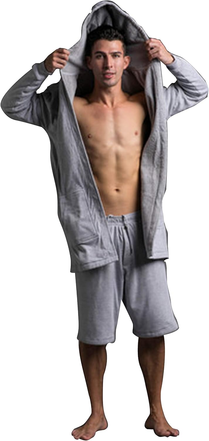 DudeRobe Men's Hooded Robe and SweatShorts Set | As Seen on Shark Tank!