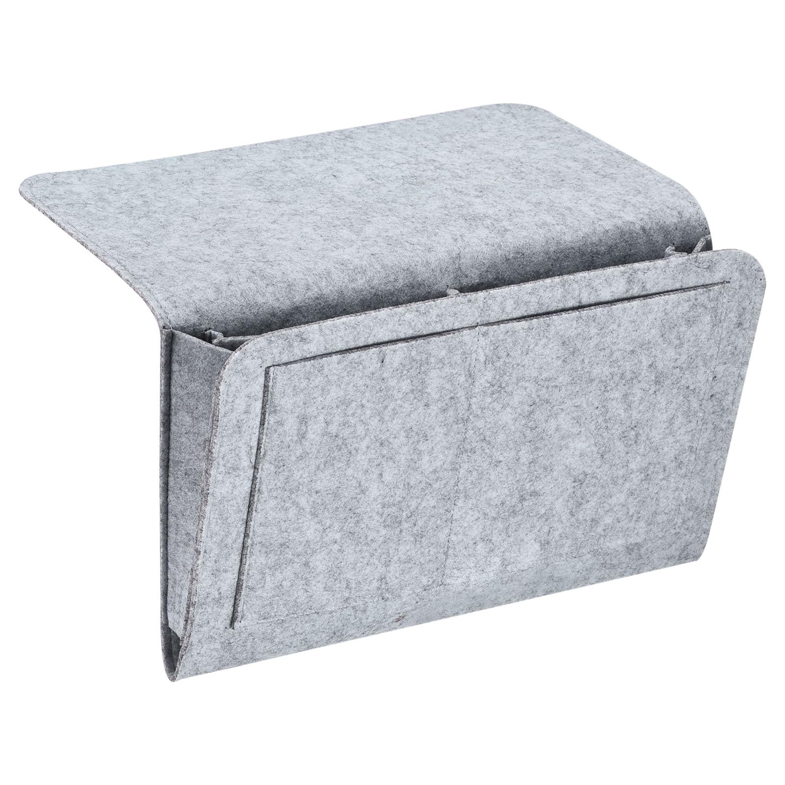 PATIKIL 13in Bedside Caddy, Bed Caddy Bedside Organizer Hanging Soft 5 Pockets Bed Pockets Bedside Storage Organizer Remote Control Holder for Bedroom Phones Glasses, Light Grey