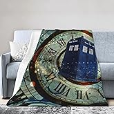 Doctor Dr Who Police Box Mice Reversible Flannel Throw Blanket- Ultra Soft Lightweight for Bed, Sofa, Travel & Camping 50"X40" Inch