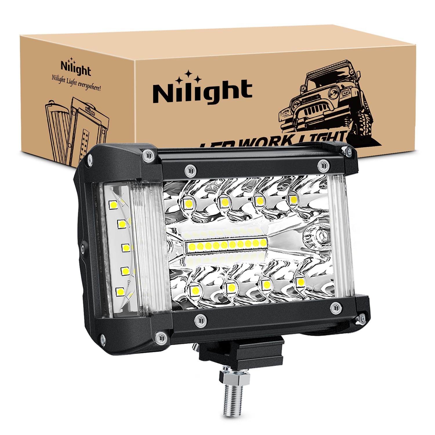 Nilight Side Shooter Light Bar 4.3 Inch Triple Row