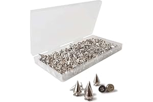 200 Sets 9.5mm Spikes for Clothing, Studs and Spikes for Crafts, Metal and Silver Cone Spikes, Punk Spikes with Storage Box by MoHern