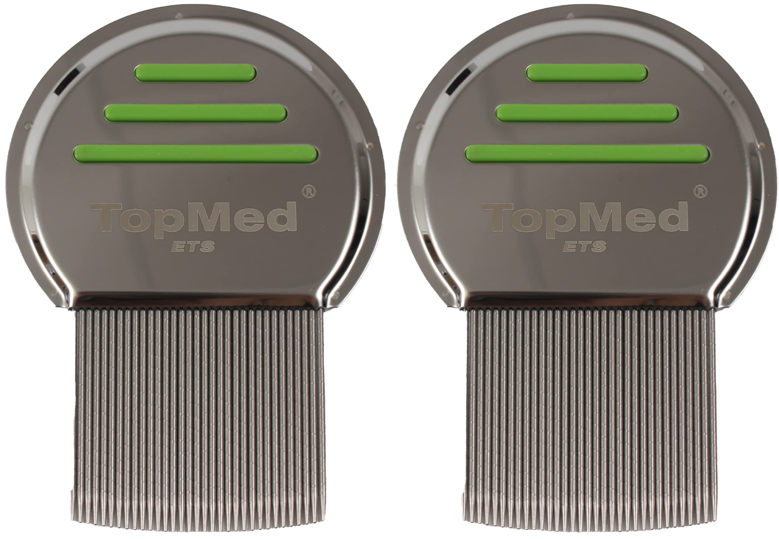 TOPMED Stainless Steel LICE Comb (2 Count), Unisex Children, Hair Comb, Metal, Long Hair, 2 Pieces, Safe Grip, Scalp Protection, Rust-Resistant
