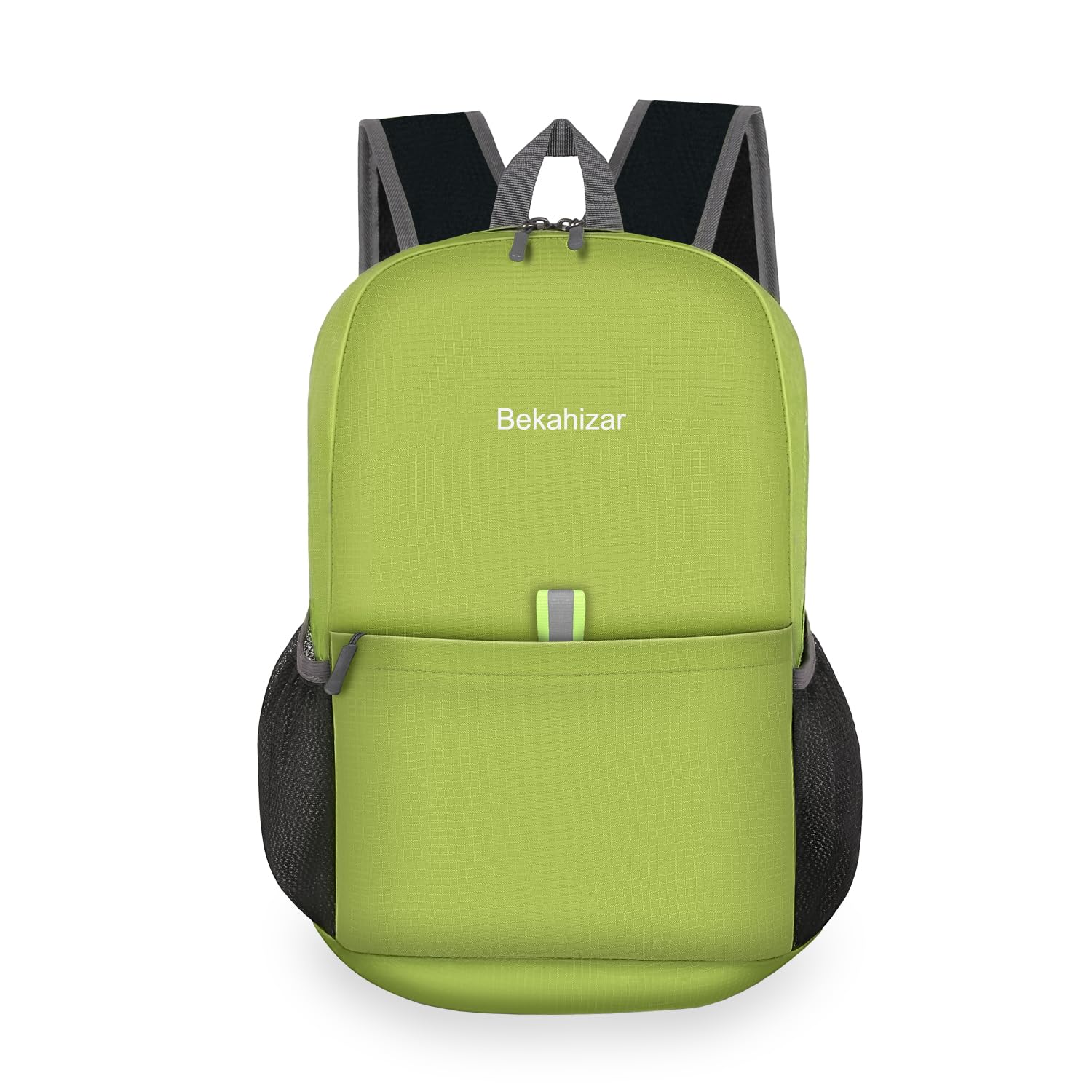 Bekahizar Small Rucksack 15L Packable Backpack Hiking Daypack Foldable Day Bag For Men Women Teens Travel Camping City Walking Mountaineering Climbing (Bright Green)