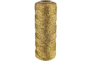 Just Artifacts 11Ply 55-Yards Decorative Metallic Bakers Twine for DIY Crafts & Gift Wrapping (1pc, Gold)