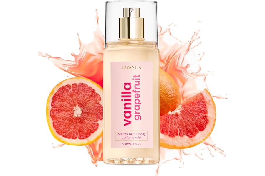 Lavanila Vanilla Grapefruit Healthy Hair + Body Perfume Mist, 5 Fl Oz – Bright & Uplifting Fragrance Spray Formulated with Jojoba Oil, Madagascar Vanilla, Cedarwood, Pink Grapefruit