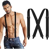 Janmercy X Back Hidden Suspender Heavy Duty Work Airport Friendly Suspenders Under Clothing for Men Women