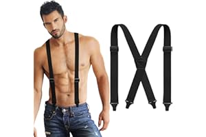 Janmercy X Back Hidden Suspender Heavy Duty Work Airport Friendly Suspenders Under Clothing for Men Women