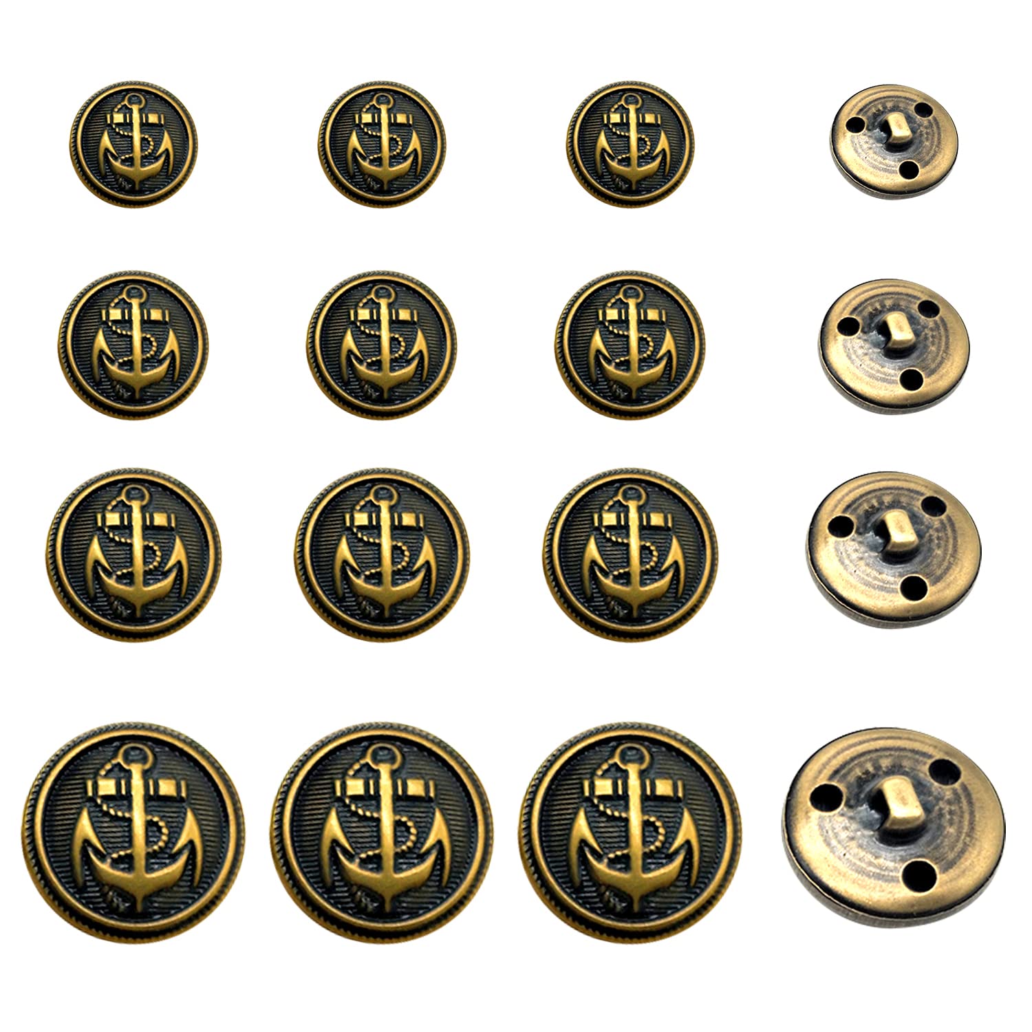 40 Pcs Metal Blazer Button Set Copper Buttons, Vintage Style Blazer Suit Coat Buttons (Bronze)