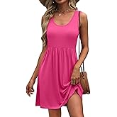 WIHOLL Women's Summer Dress 2026 A-Line Sleeveless Casual Sundress with Pockets Floral/Solid