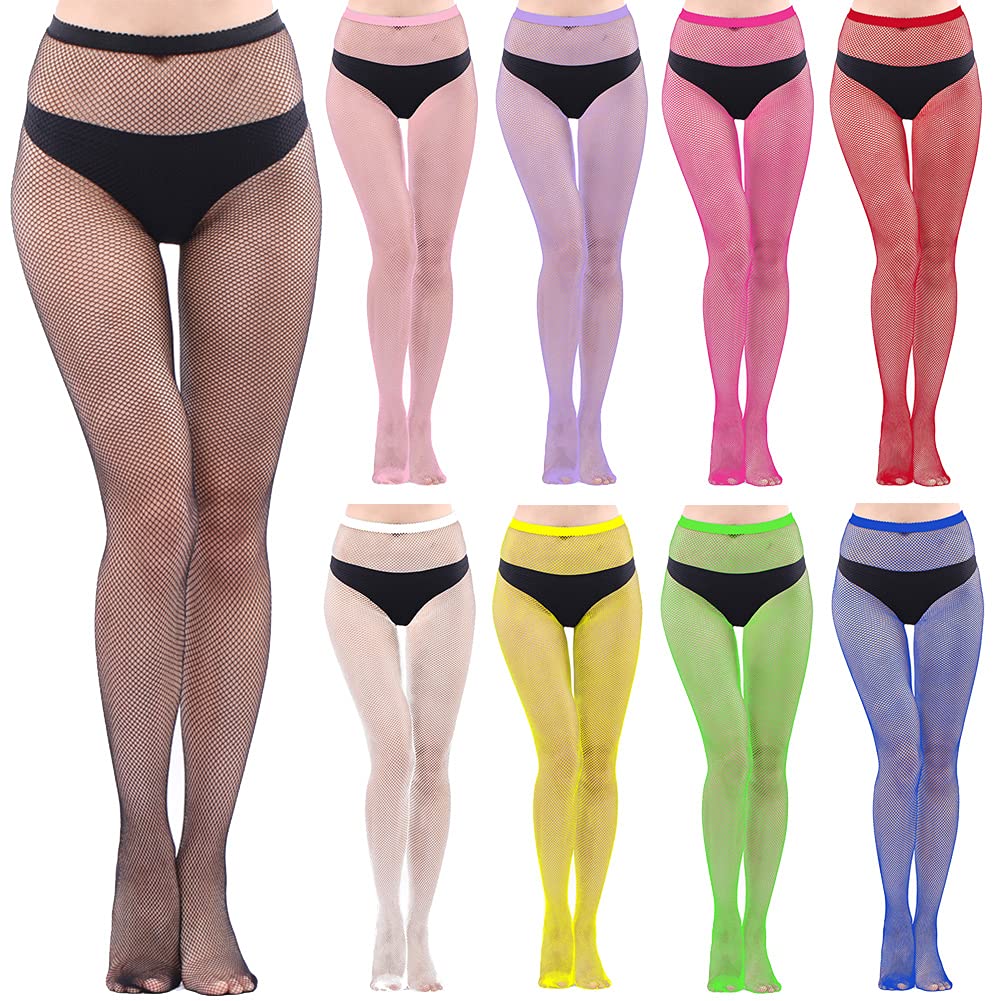 Adove Multipack Fishnet Tights for Women, Multi colored Thigh High Stockings Mesh Hight Waist Fish Nets Pantyhose