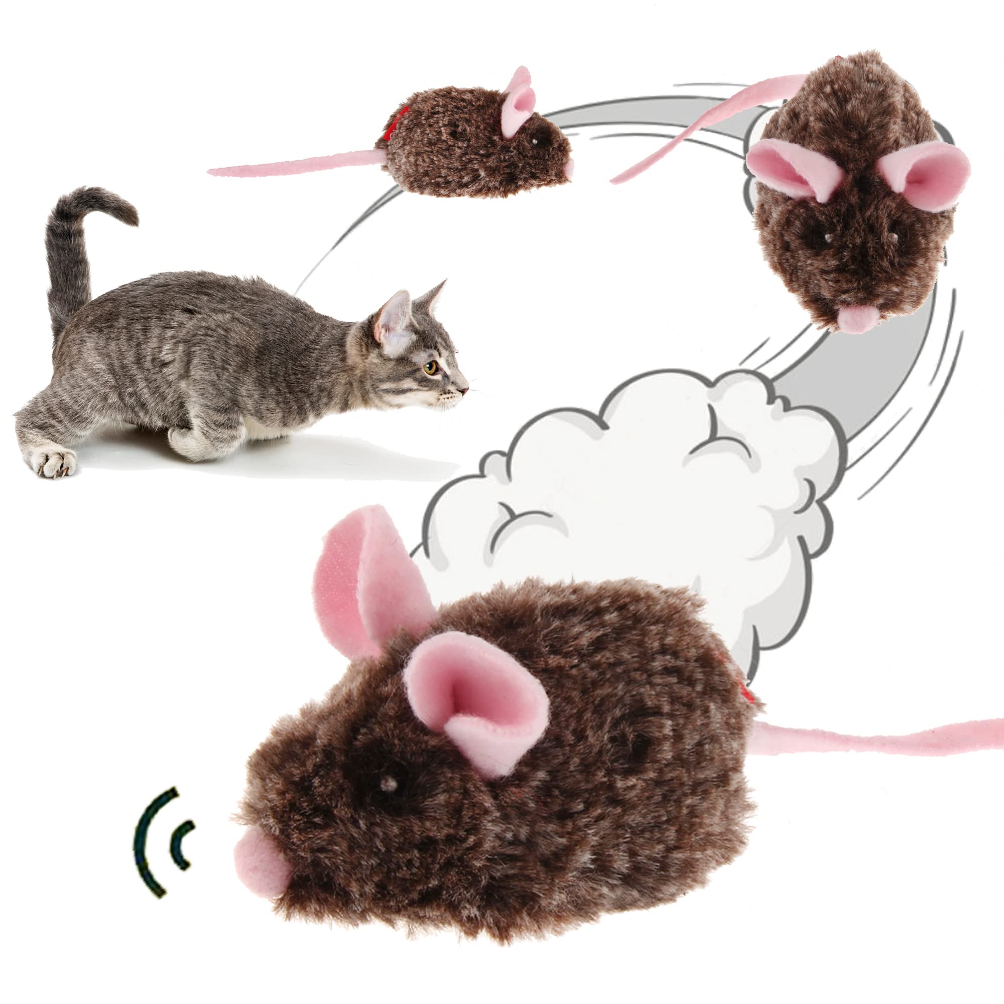 Suhaco Cat Toys Moving Mouse Interactive Kitty Toys Electronic Mice with Automatic Squeaky Cat Toy for Indoor Cats, Motion Activated Plush Moving Mouse Kitten Toy for Boredom