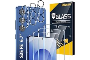[3+3 Pack] Glass Screen Protector for Samsung Galaxy S25 FE 5G, 9H Tempered Glass, Ultrasonic Fingerprint Unlock, HD Clear Ca