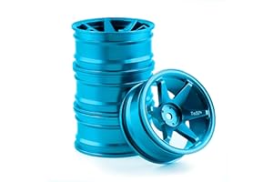 Chanmoo 1/10 RC On Road Wheels Rims 12mm Hex Alloy Aluminum Drift Hubs for 1:10 Scale Rally Racing Car Tires Tamiya TT01 TT02 XV01 TA06 A959 PTG2 HPI KYOSHO HSP PTG2 Touring Street Tyres 4PCS (Blue)