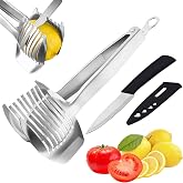KAYCROWN Tomato Slicer Holder with Paring Knife Set, Stainless Steel Lemon Slicer Cutter for Slicing, Onion Holder for Slicing, Vegetable Cutter for Tomato, Lemon