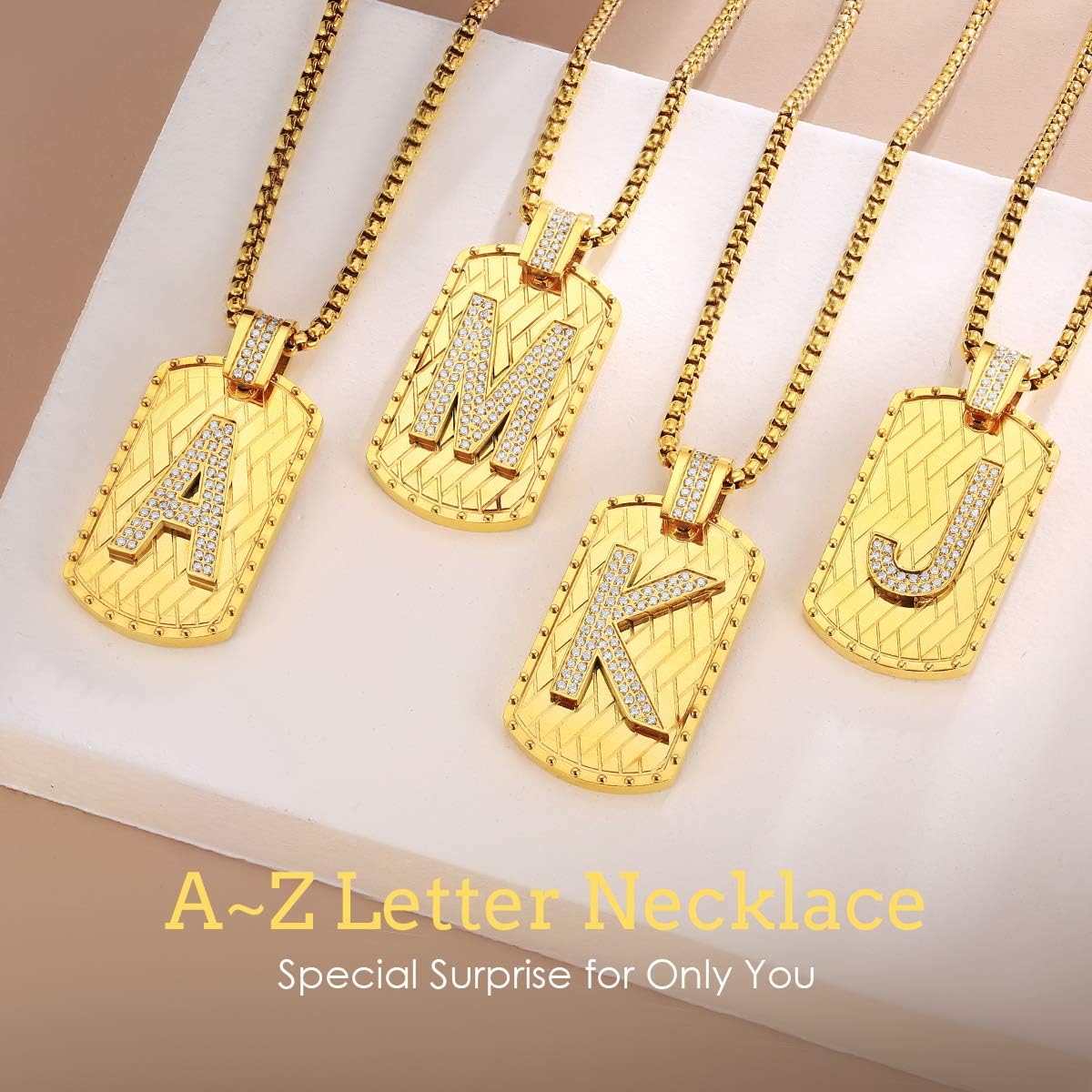 ETEVON Gold Initial Necklace for Men A-Z Letter Pendant Chain Capital Personalized Necklaces Fathers Day Graduation Gift for Him Birthday Jewelry for Boyfriend Husband Dad Son | 
