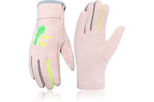 RIGWARL Winter Kids Running Gloves, Water Repellent Winter Sports Gloves for Cycling Hiking, Lightweight Fleece Gloves for Bo