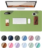 YSAGi Leather Desk Mat Large 60x35 cm Non-Slip Waterproof Leaf Green
