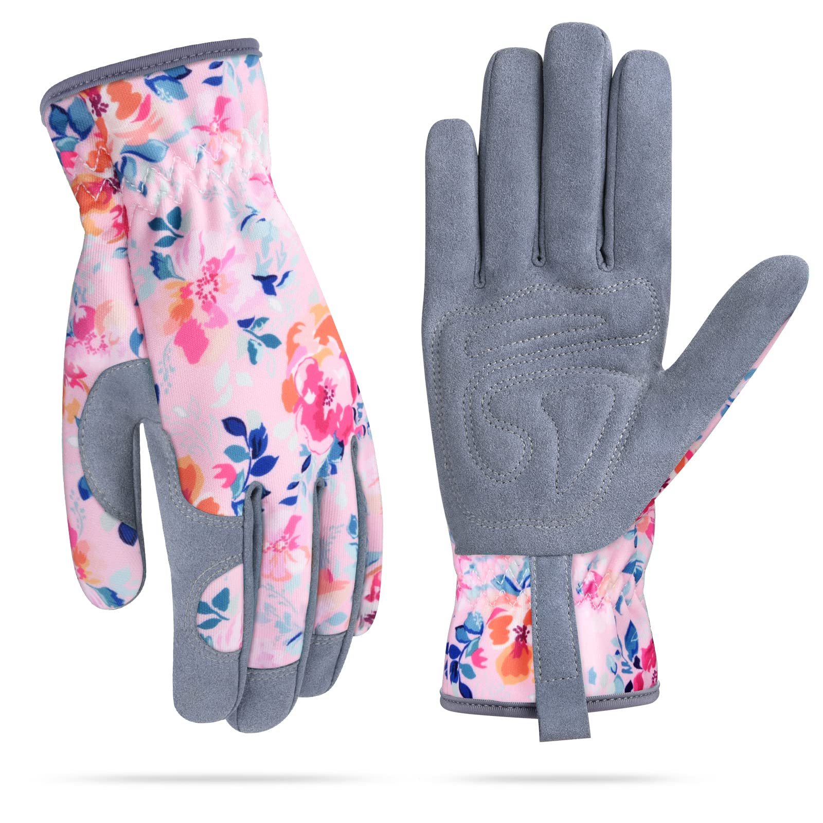 Photo 1 of Womens Gardening Weeding Gloves, Leather Garden Glove for Women Thorn Proof No Stab for Digging, Planting,Pruning (M, Pink)