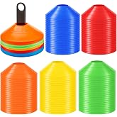Lewtemi Soccer Disc Cones 7.5'' Sports Agility Training | Plastic Multicolor Cones, Field Marker with 2 Holders, for Football, Basketball, Lacrosse, Tennis Practice